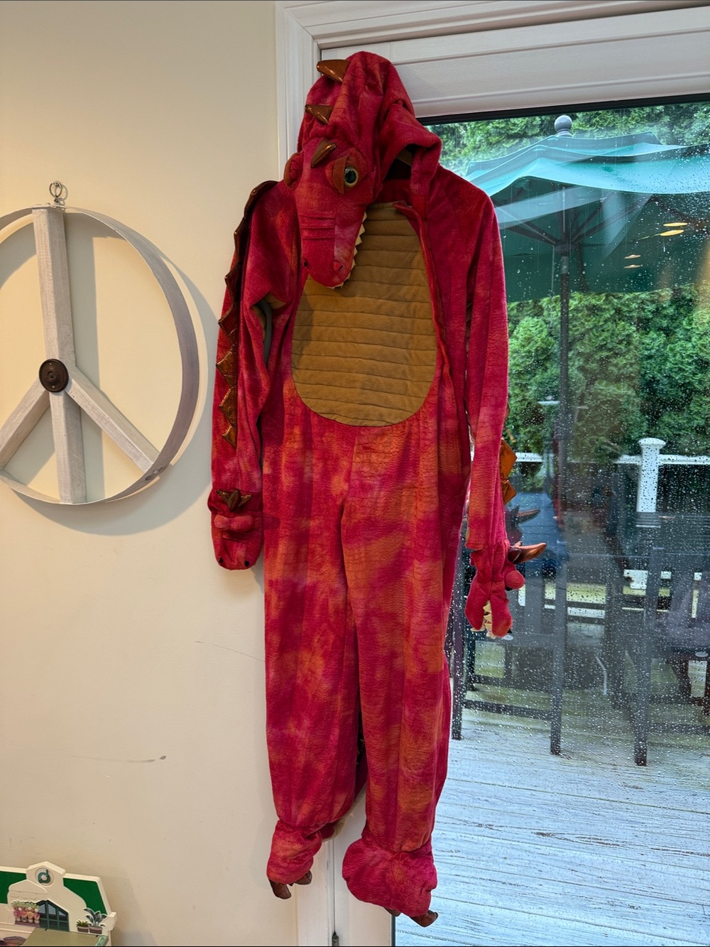 Bright Red Kids Dragon Jumpsuit Costume with Hood